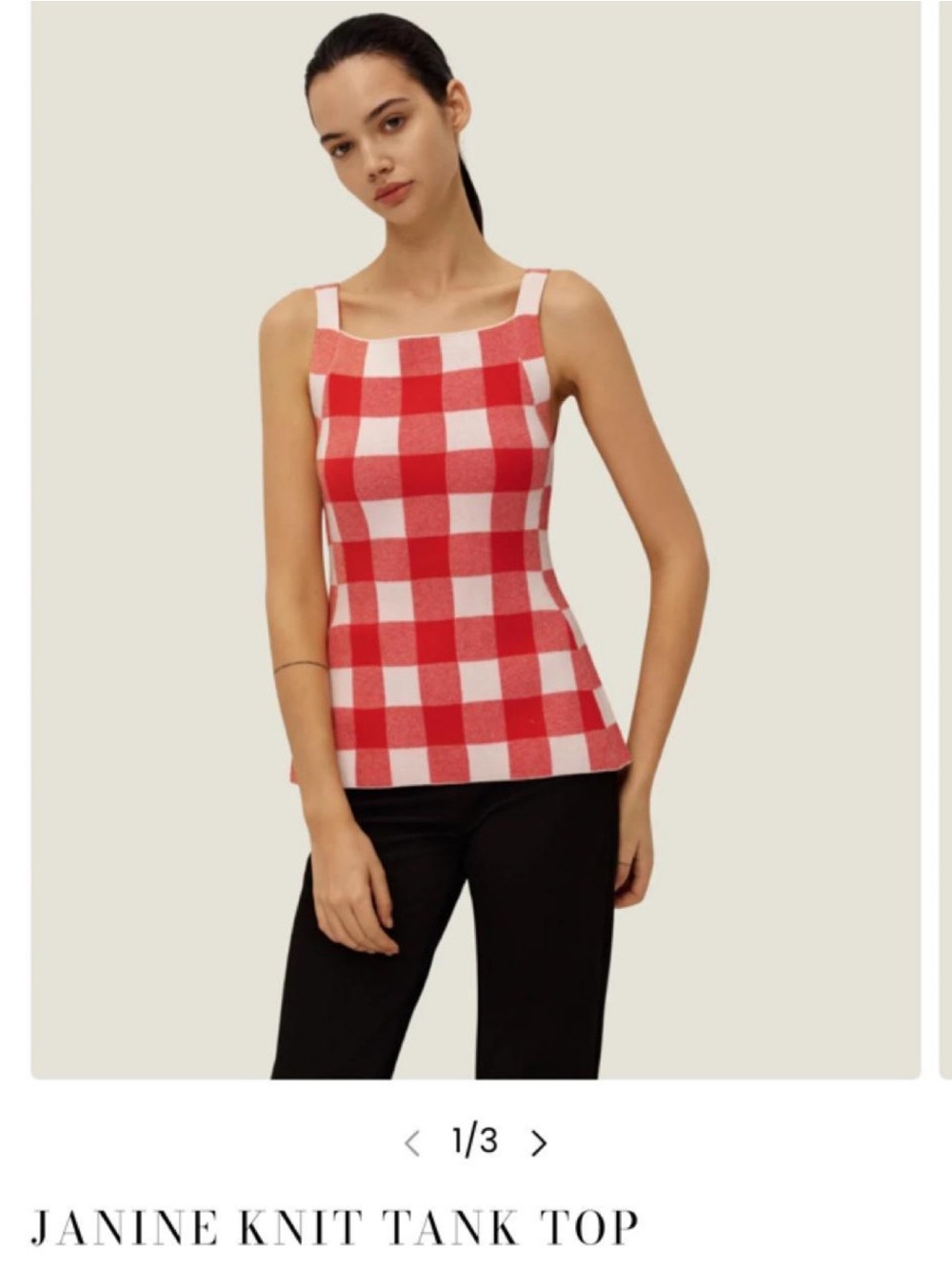 NWT Elodie Janine Knit Tank Top - Red gingham Check